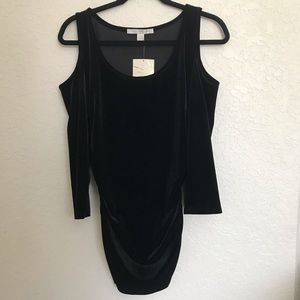 NWT Boston Proper Velvet Cold Shoulder Top